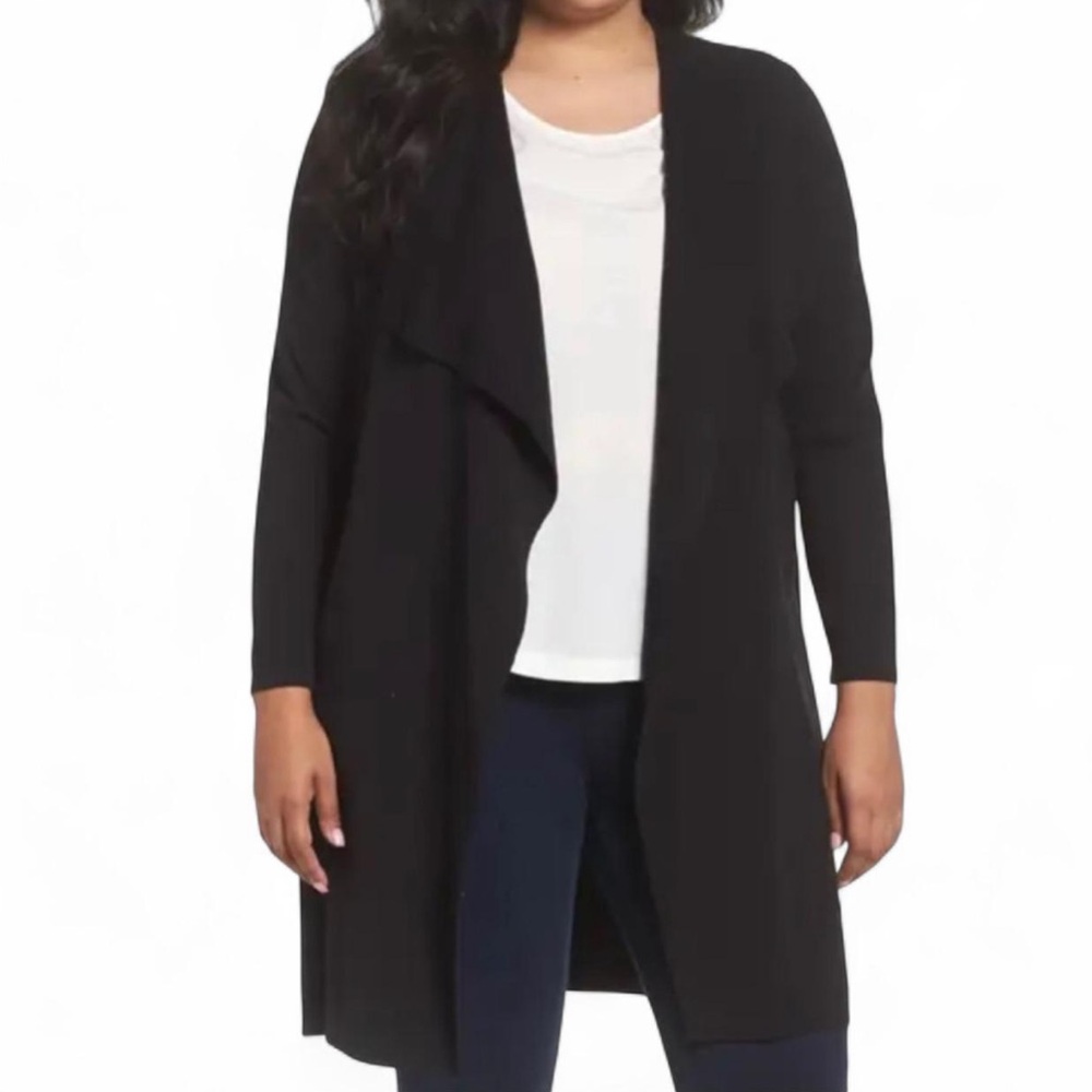 Vince Camuto Drape Front Cardigan Black 1x